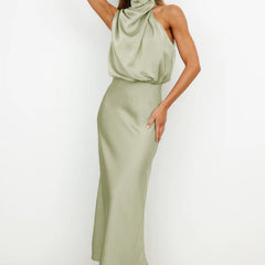 Estella Draped Dress with High Neckline