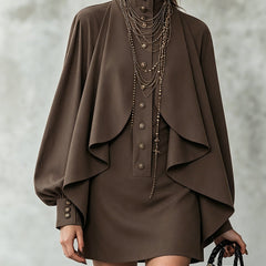 Ophelia High-Neck Cape Mini Dress