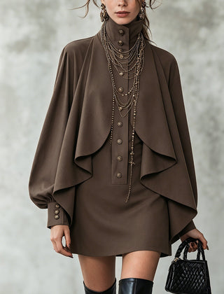 Ophelia High-Neck Cape Mini Dress