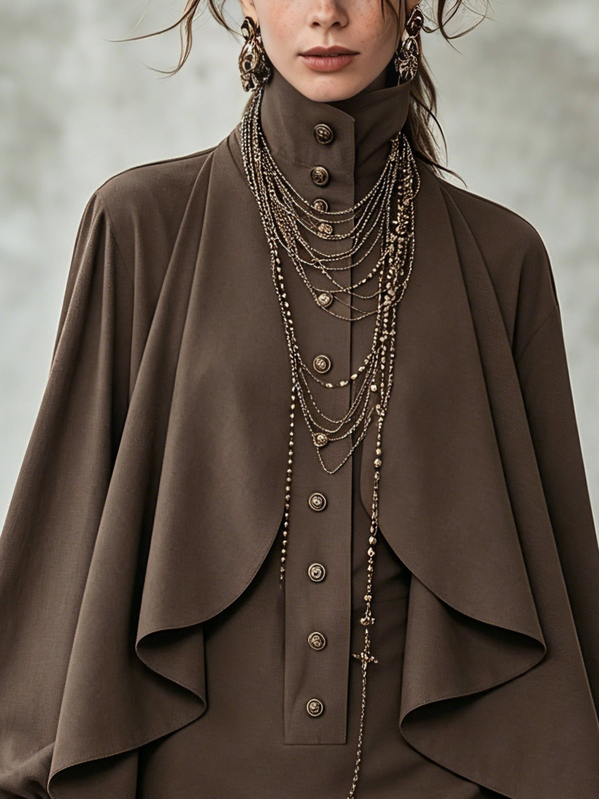Ophelia High-Neck Cape Mini Dress