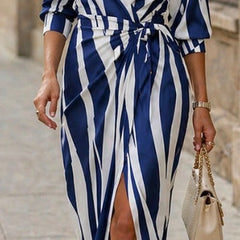 Elvina Printed Wrap Dress with Collared Neckline