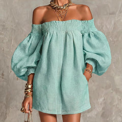 Rosaline Off-Shoulder Puff-Sleeve Mini Dress
