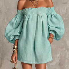 Rosaline Off-Shoulder Puff-Sleeve Mini Dress