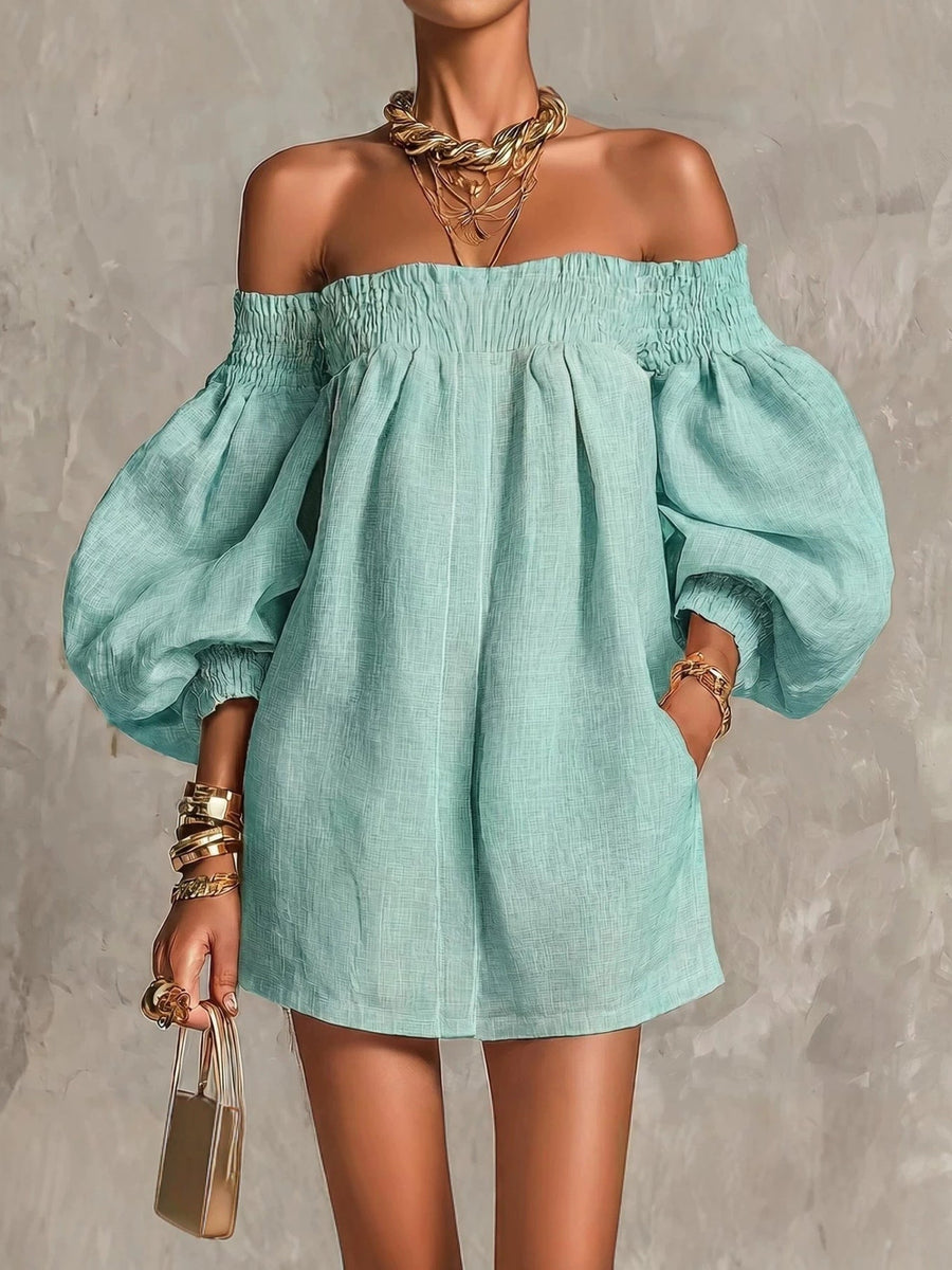 Rosaline Off-Shoulder Puff-Sleeve Mini Dress