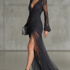 Primrose Lace Ruched Sheer Dress