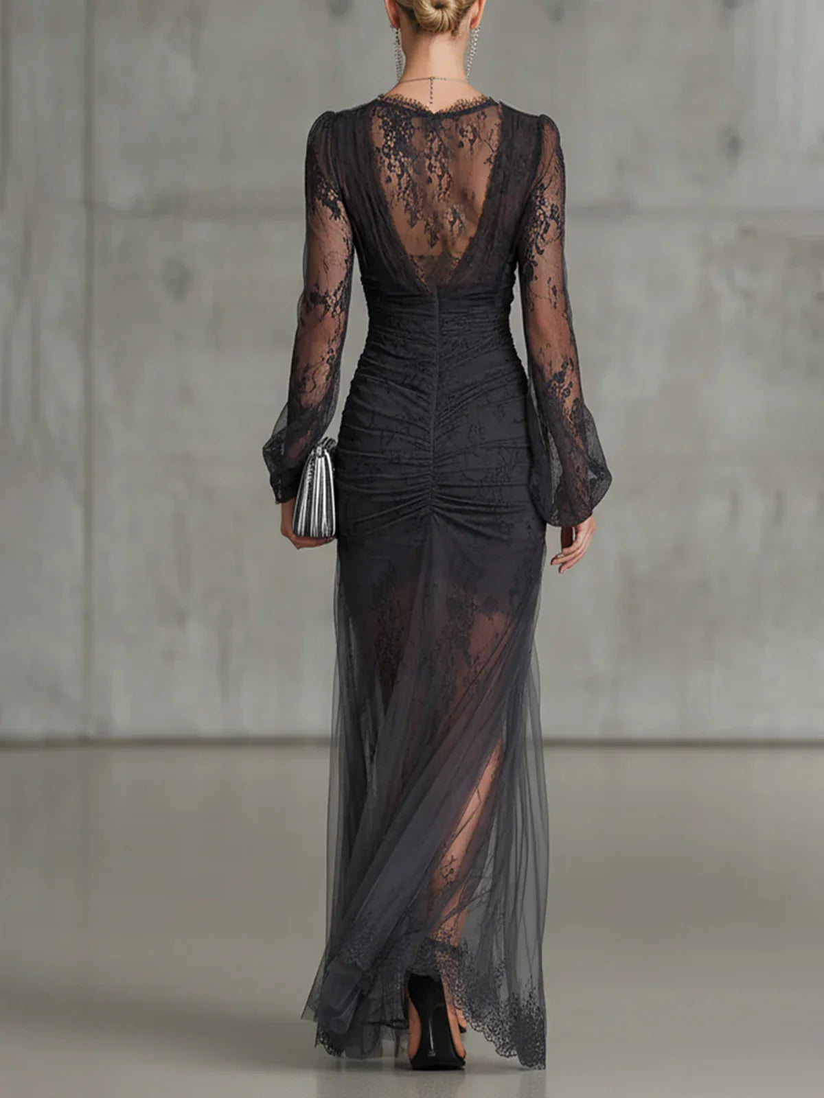 Primrose Lace Ruched Sheer Dress