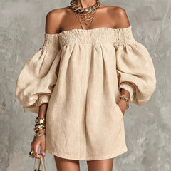 Rosaline Off-Shoulder Puff-Sleeve Mini Dress