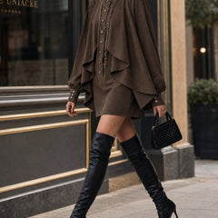 Ophelia High-Neck Cape Mini Dress