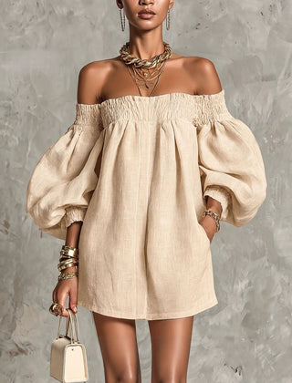 Rosaline Off-Shoulder Puff-Sleeve Mini Dress