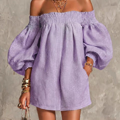 Rosaline Off-Shoulder Puff-Sleeve Mini Dress