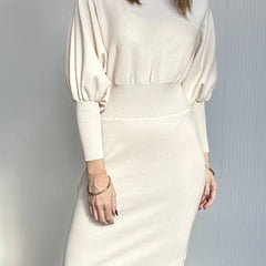 Balloon sleeve dress front view