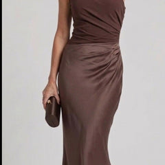 Sophia Satin Maxi Dress with a Guilt