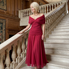 Calen Off Shoulder Flow Midi Dress