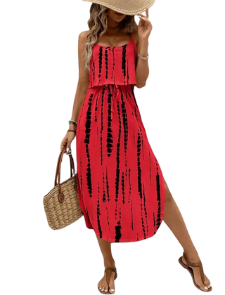 Sleeveless tie dye dress side view