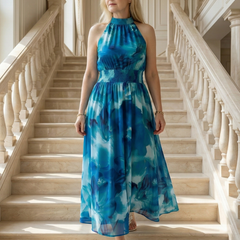Sylin Gathered Halter Midi Dress