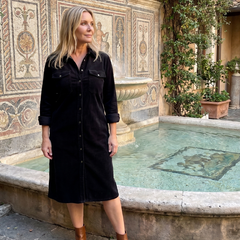 Pema Long Sleeve Patch Pockets Midi Dress