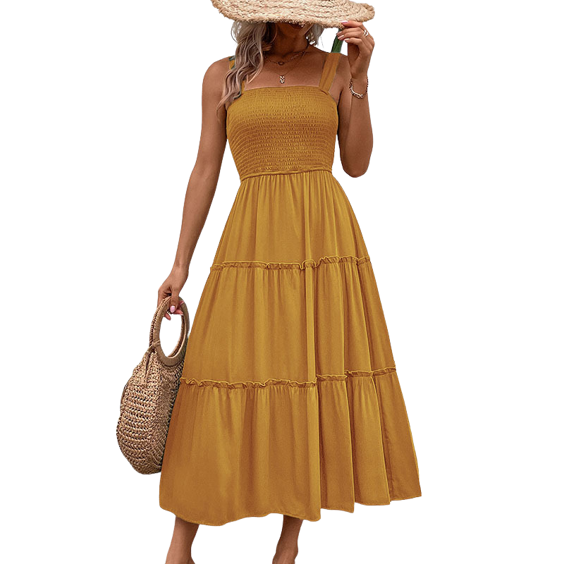 Sundress showing the shirred bodice