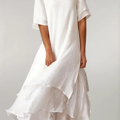 Layered hem detail on the tiered maxi dress