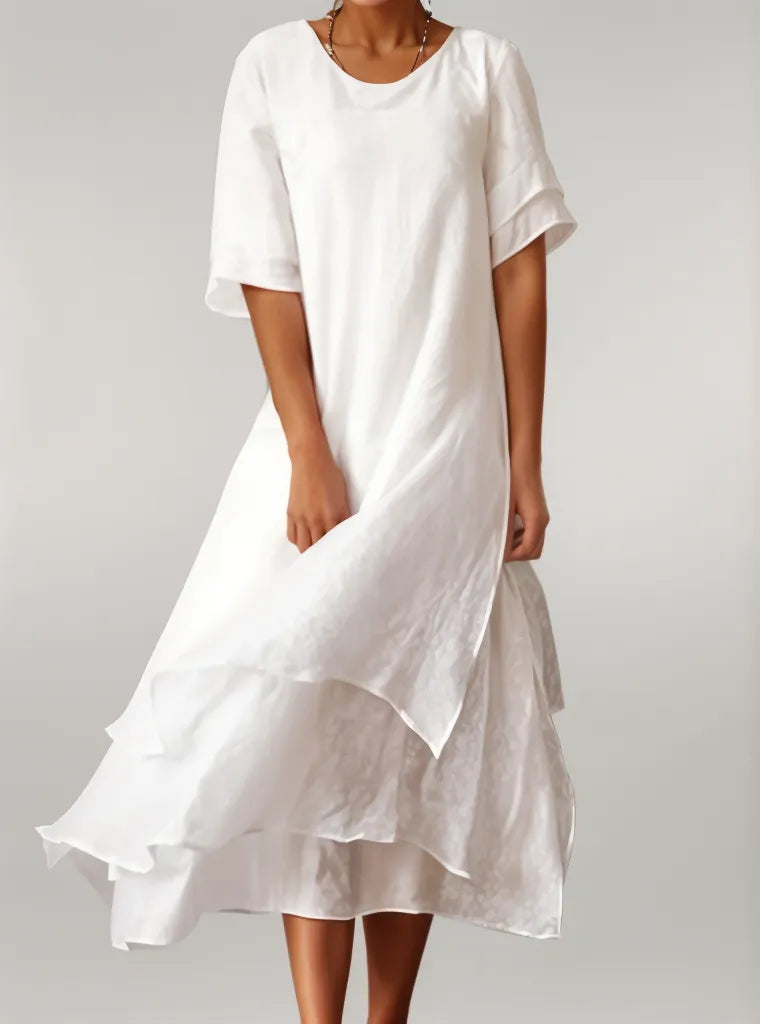 Layered hem detail on the tiered maxi dress