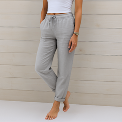 Adrianna linen stretch trousers, back view