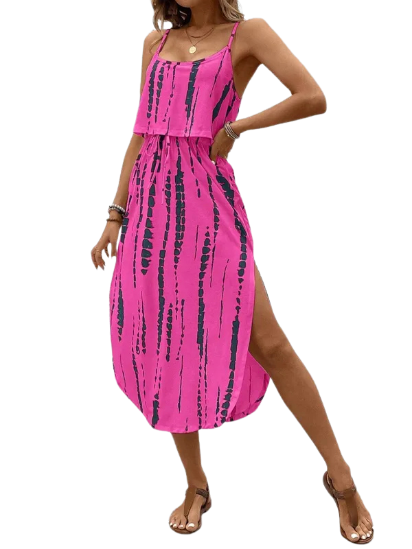 Tie dye floral dress in a soft colourway