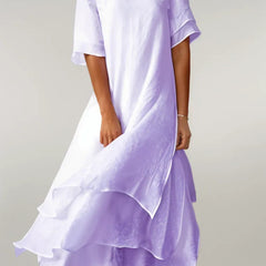 Relaxed A line maxi dress worn outdoors