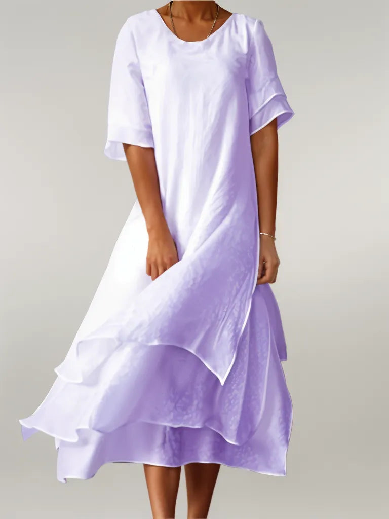 Relaxed A line maxi dress worn outdoors