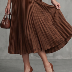 Theodora Pleated Waistline Stripe Midi Dress