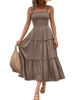 Shirred sundress in a blue colourway