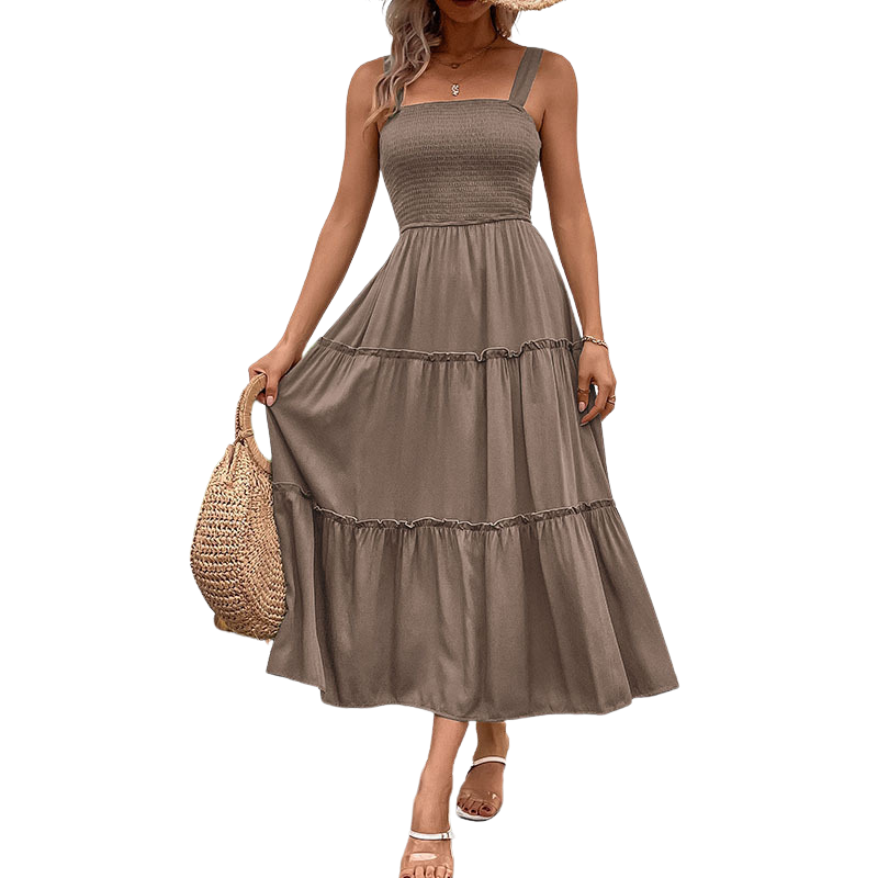 Shirred sundress in a blue colourway