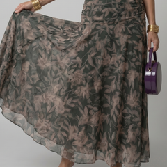 Calen Off Shoulder Flow Midi Dress
