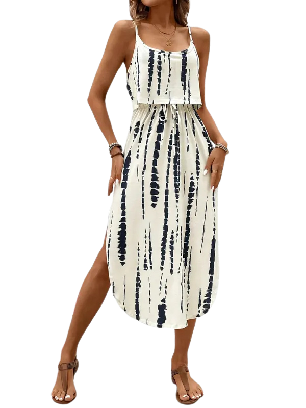 Tie dye floral dress front view