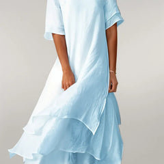 Tiered maxi dress showing the full skirt