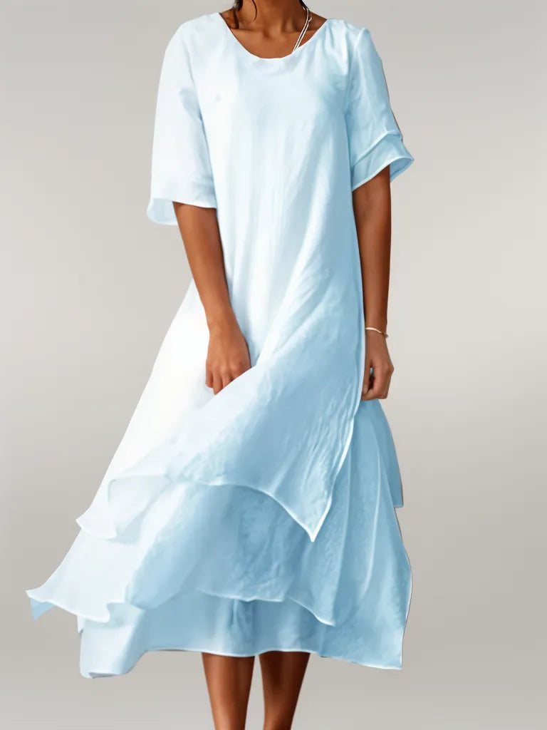 Tiered maxi dress showing the full skirt