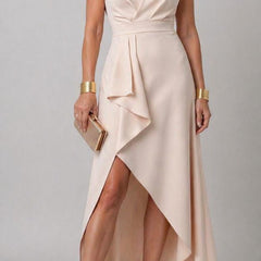 Mandy Midi Wrap Dress With V-Neck, Elegant Wrap Dress