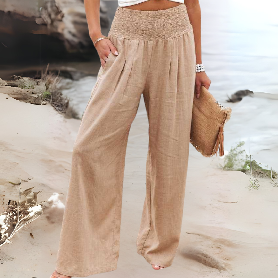 Penny wide leg beach pants front view
