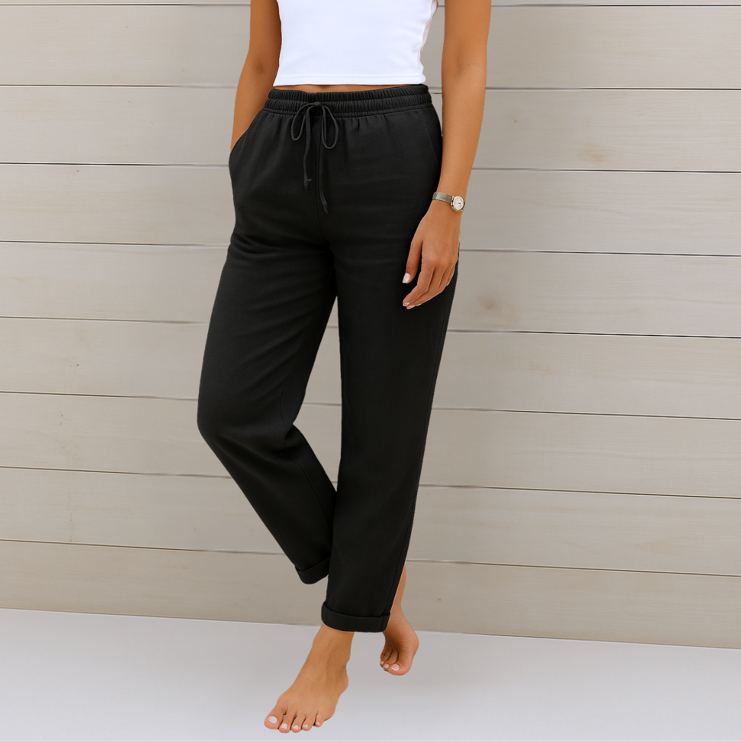 Adrianna linen stretch trousers in a lighter colourway