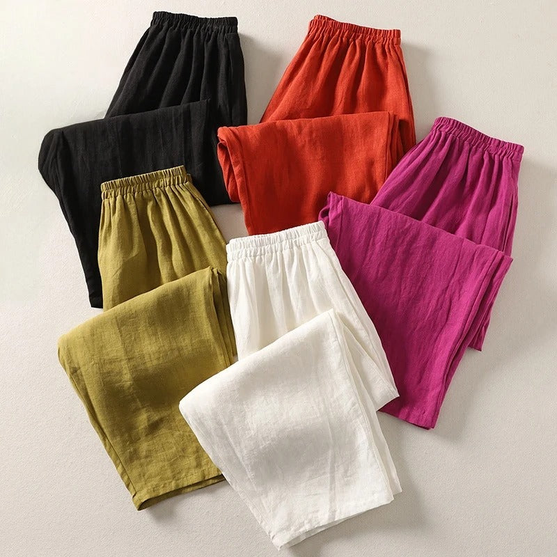 Carolina relaxed linen trousers front view