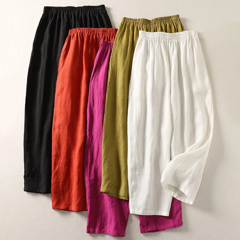 Carolina linen trousers wide leg drape