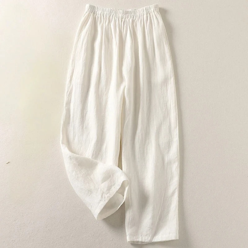 Carolina linen trousers elasticated back waist