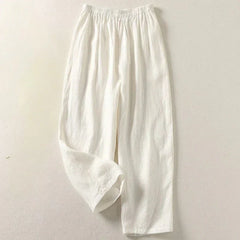 Karina linen pants waistband detail