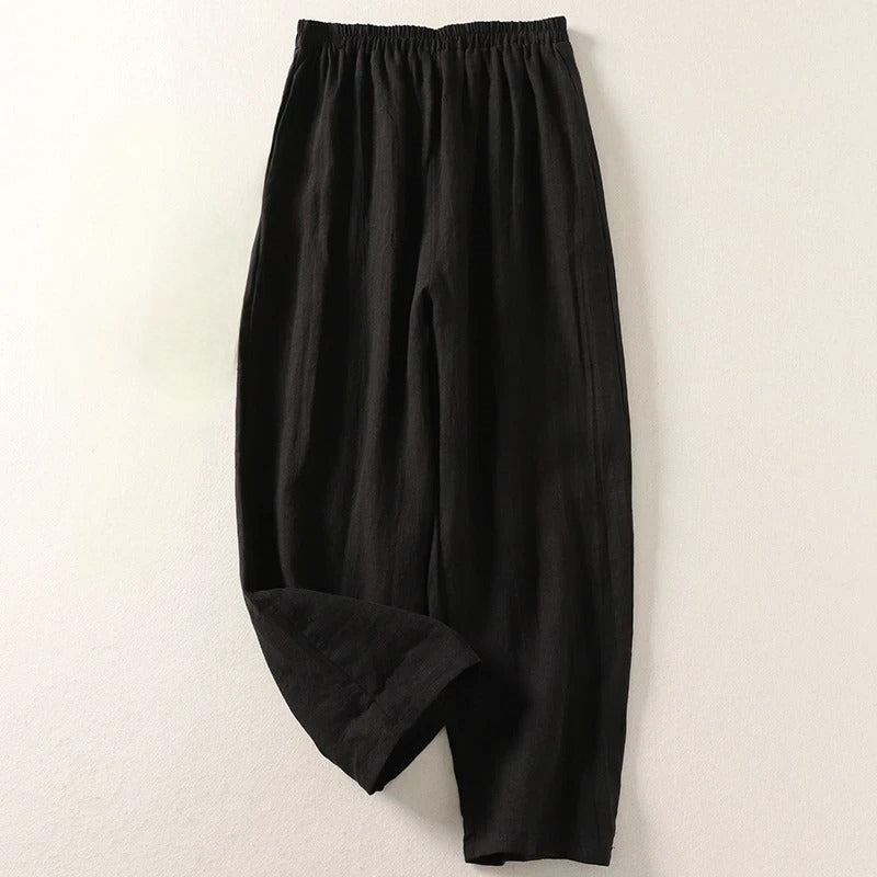 Carolina linen trousers side pocket detail