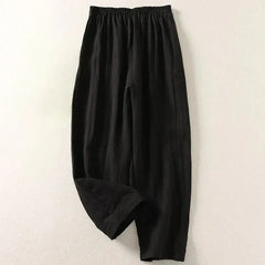 Karina linen pants side pocket detail