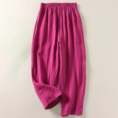 Carolina linen trousers full length view