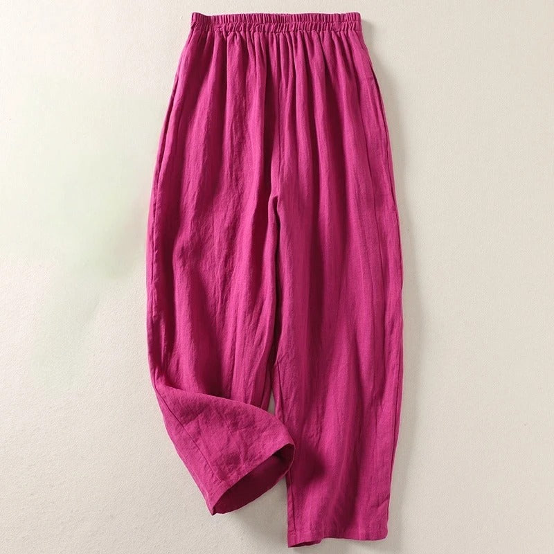Carolina linen trousers full length view