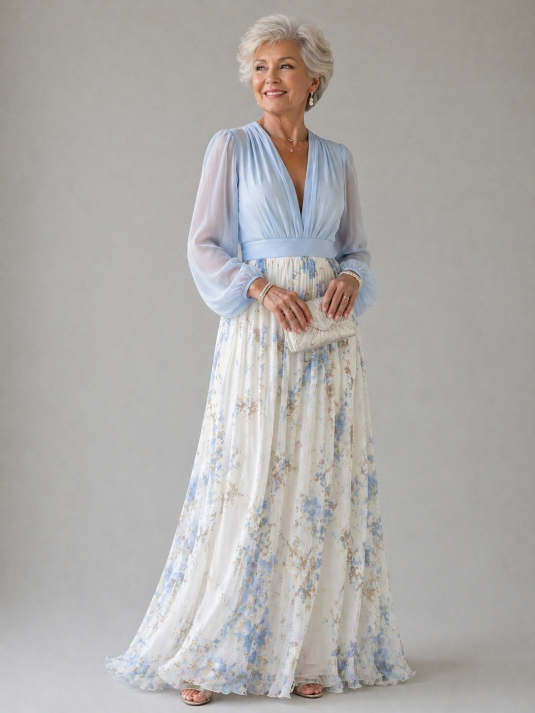 Peniel Maxi Dress in Elegant Floral Print