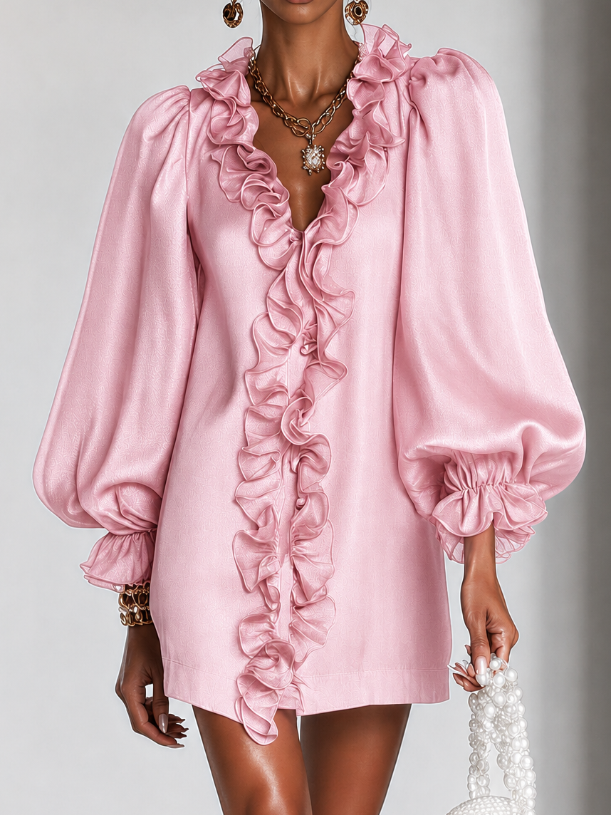 Ottilie Ruffled Puff-Sleeve Mini Dress