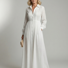 Lioren Soft Flow Maxi Dress with Button Front and Pockets