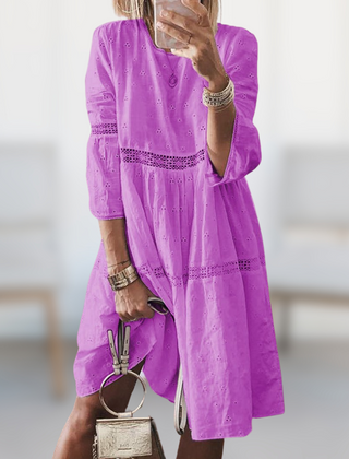 Tiered cotton linen dress front view