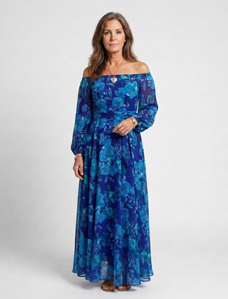 Aspen Off Shoulder Floral Maxi Dress